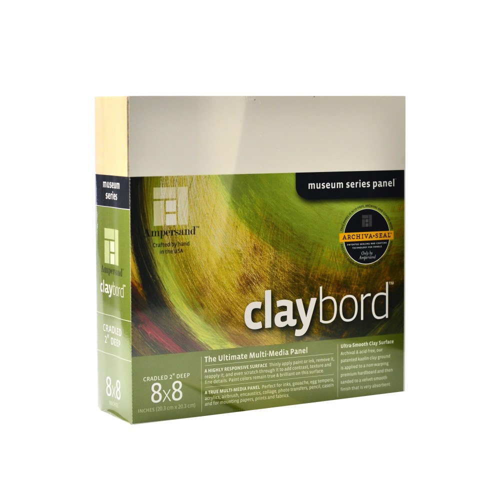 Ampersand Cradled Claybord, 8" x 8", 2", White