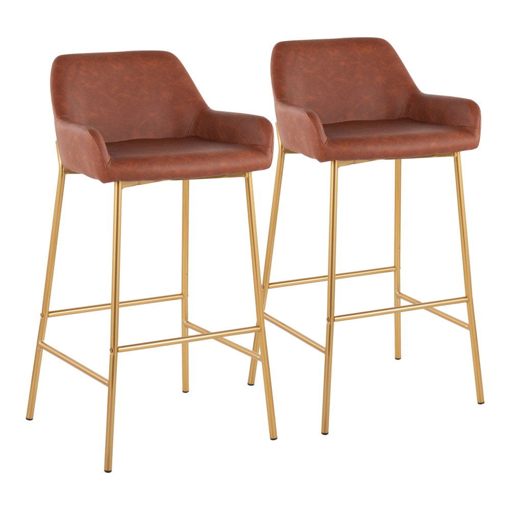 LumiSource Daniella Counter Stools, Camel/Gold, Set Of 2