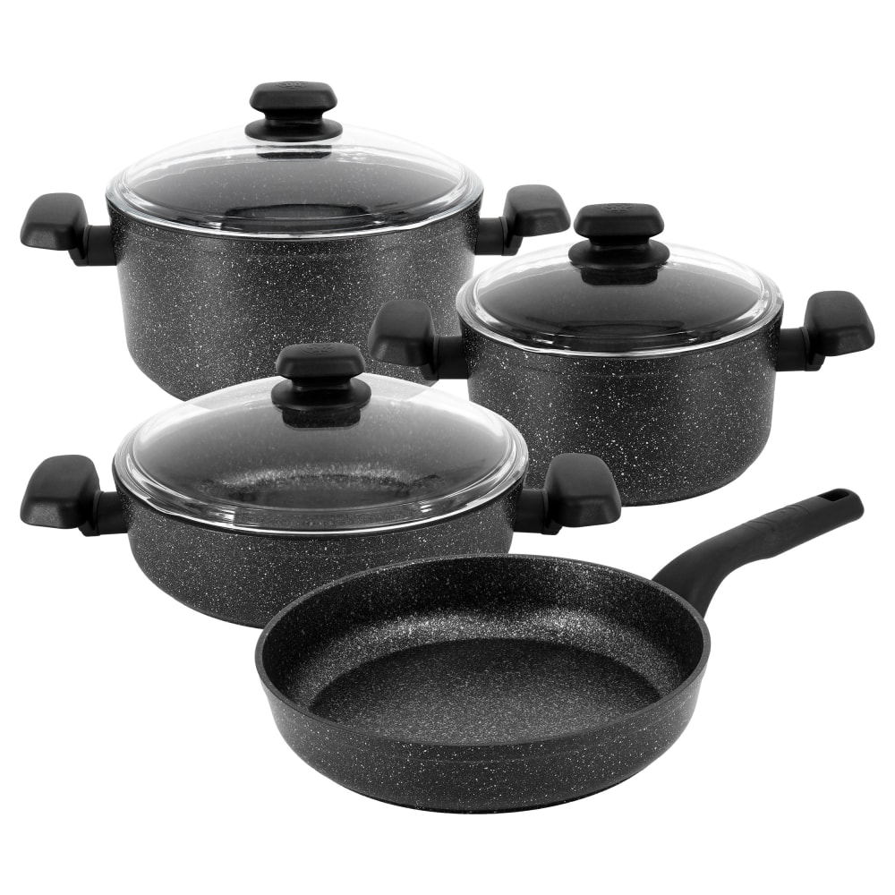 Korkmaz Ornella 7-Piece Aluminum Nonstick Cookware Set, Black