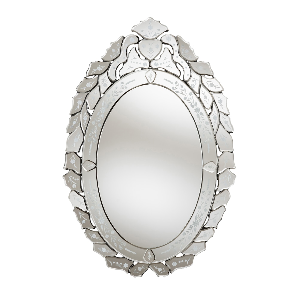 Baxton Studio Floral Oval Accent Wall Mirror, 30"