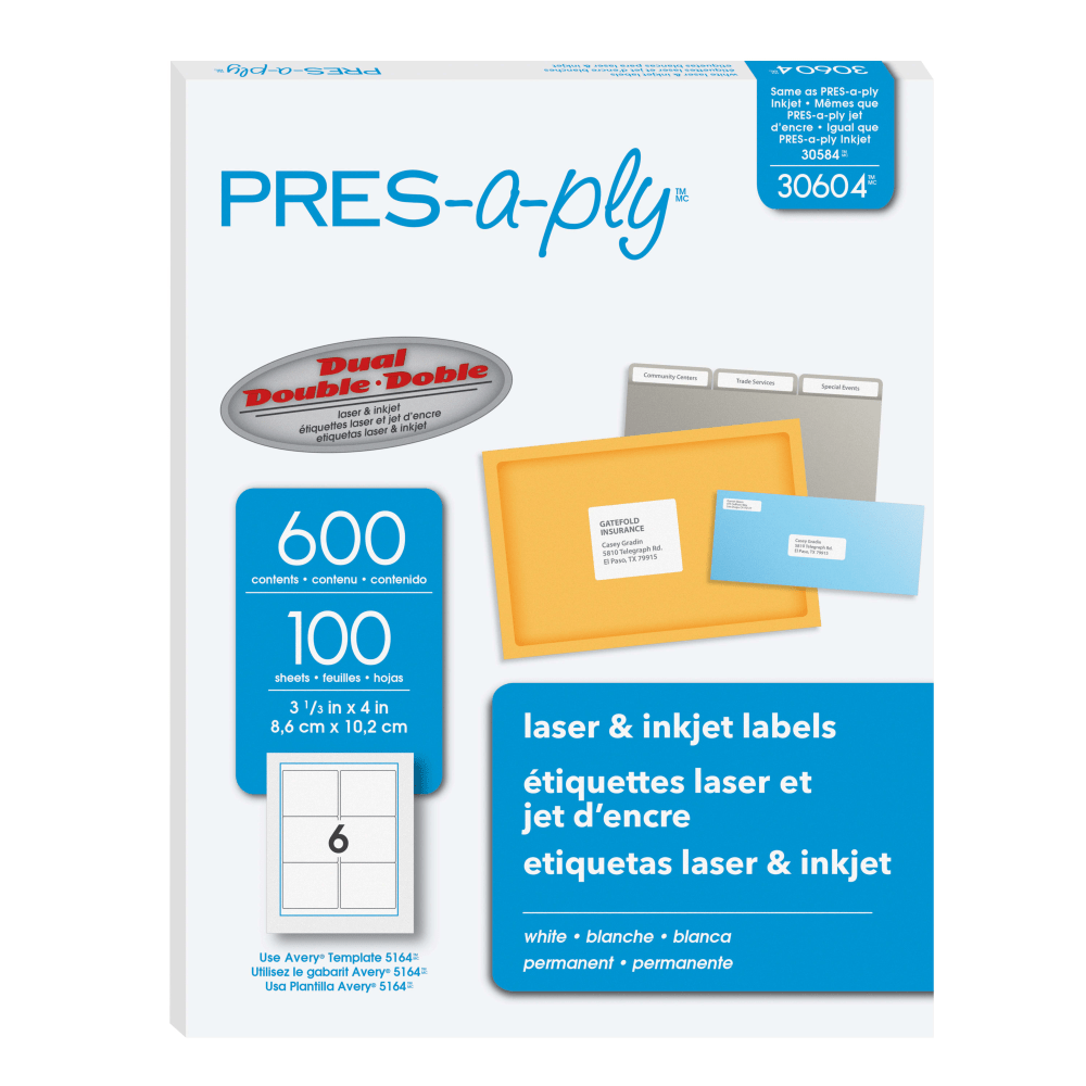 Avery PRES-a-ply™ Labels for Laser and Inkjet Printers,