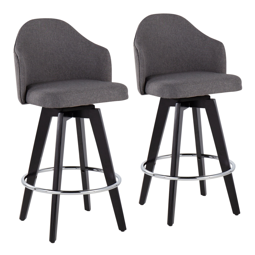 LumiSource Ahoy Counter Stools, Gray/Black, Set Of 2