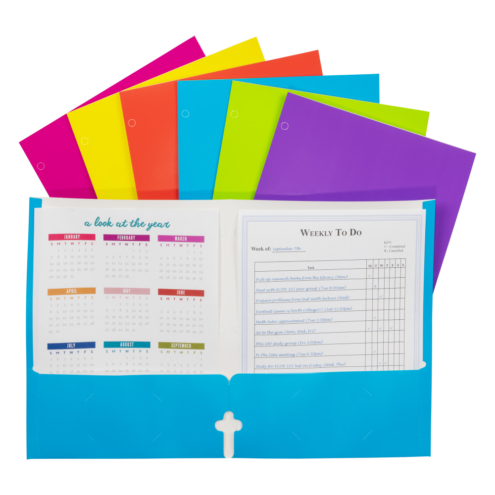 C-Line 2-Pocket 3-Hole Punch Laminated Paper Folders, Letter