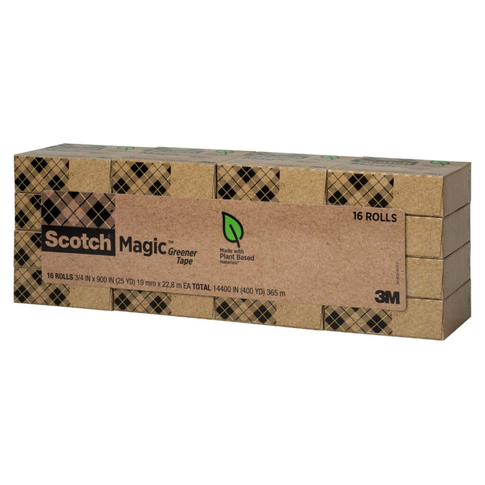 Scotch® Greener Magic™ Tape, Invisible, 16 Tape Rolls,