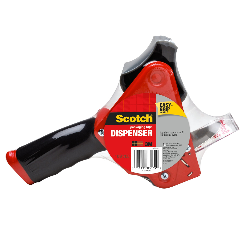 Scotch® Packing Tape Dispenser With Retractable Blade, Red
