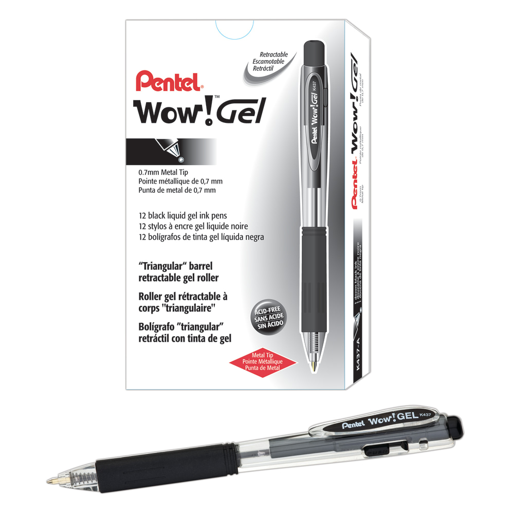 Pentel® Wow!™ Retractable Gel Roller Pens, Medium Point,