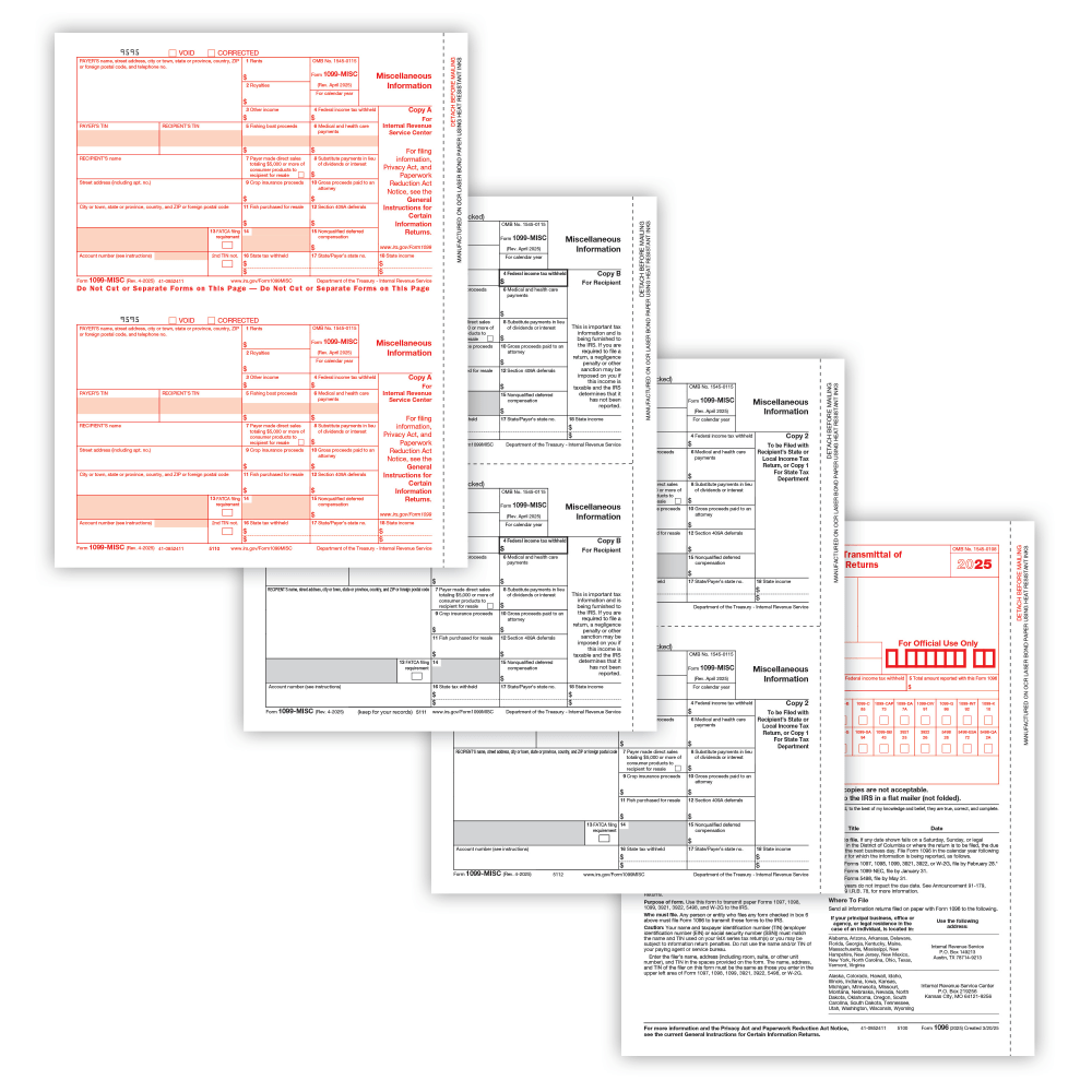 ComplyRight® 1099-MISC Tax Forms Set, 4-Part, 2-Up, Copies