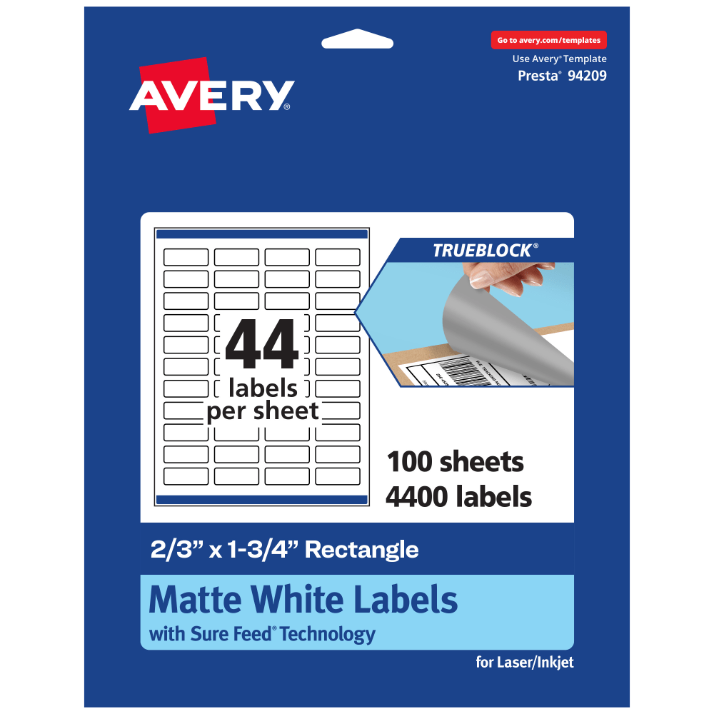 Avery® Print-To-The-Edge TrueBlock® Labels With Sure Feed®,