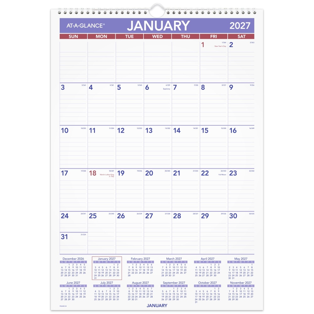AT-A-GLANCE® 2027 Erasable Monthly Wall Calendar, Medium,