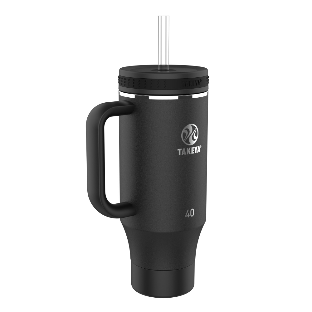 Takeya Fixed Handle Straw Tumbler, 40 Oz, Onyx