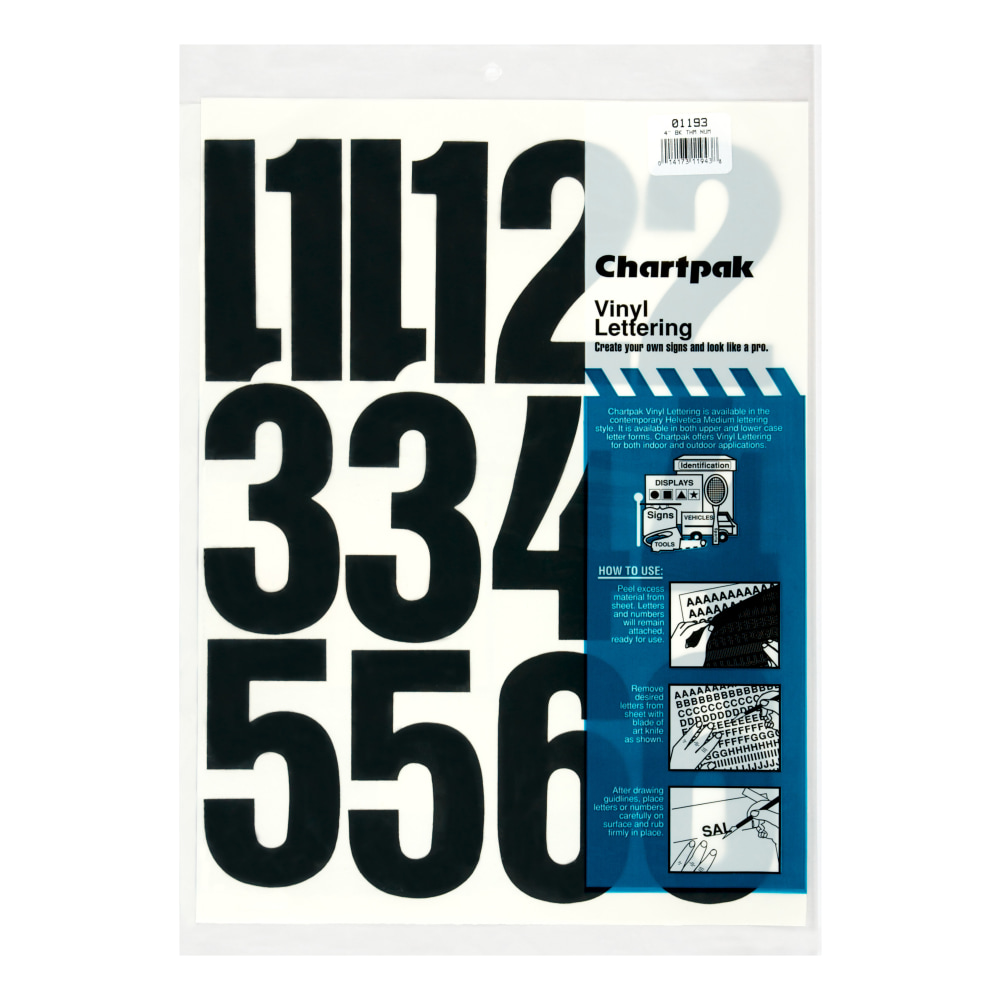 Chartpak Pickett Vinyl Numbers, 4", Black