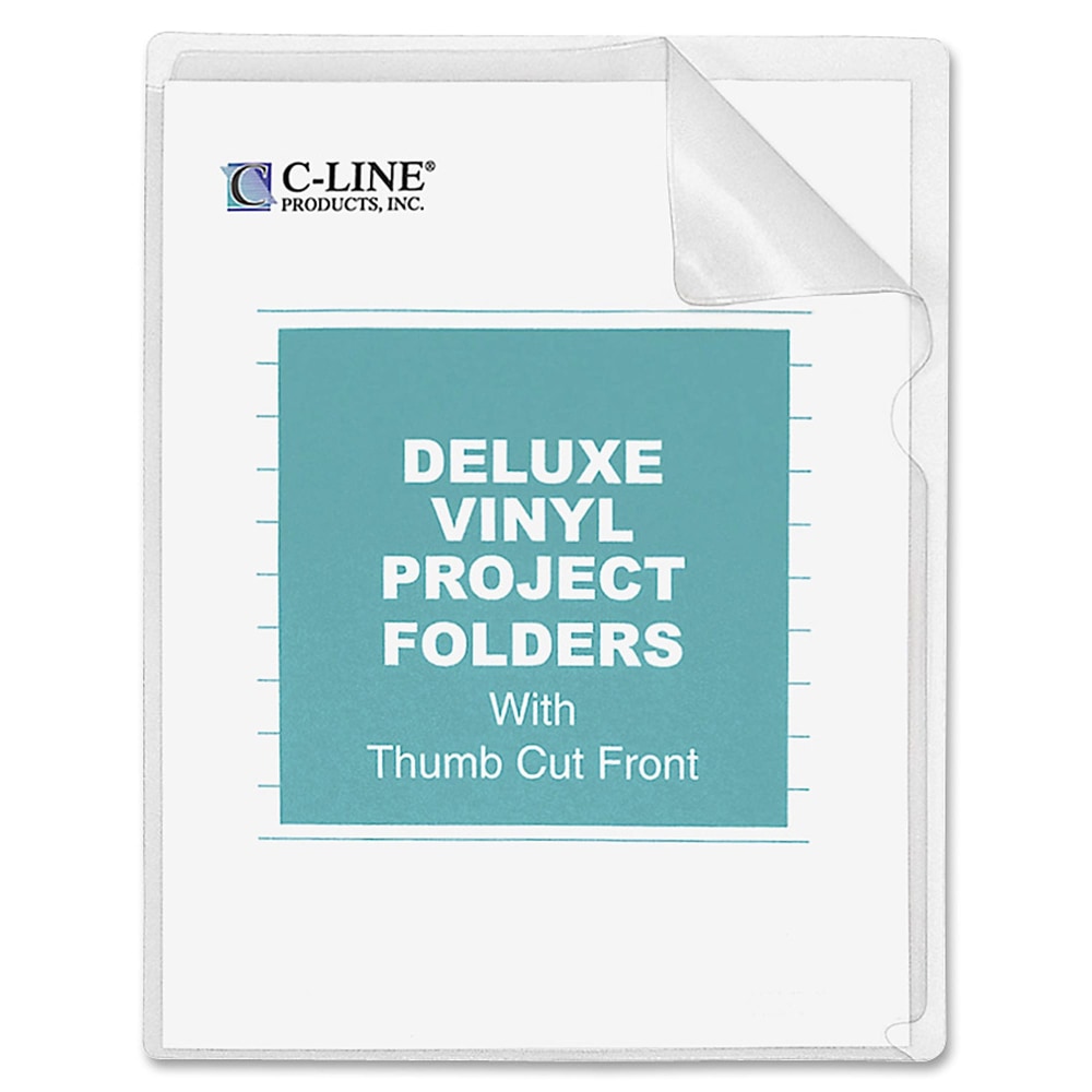 C-Line® Non-Glare Vinyl Project Folders, Letter Size, Clear,
