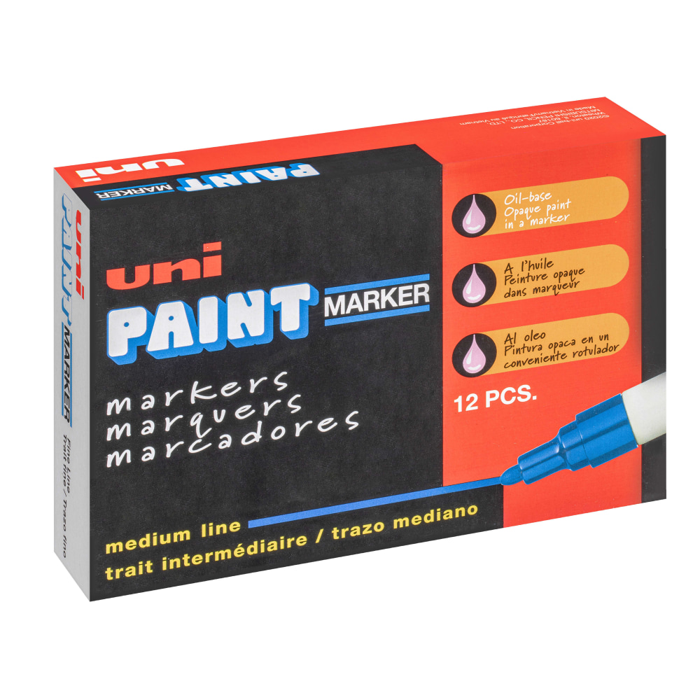 Uni-Paint® Markers, Medium Point, White, Pack Of 12