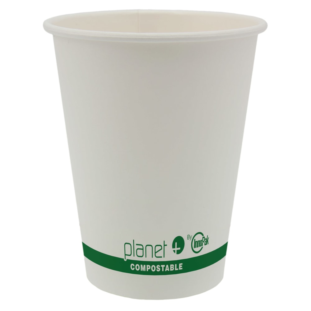 StalkMarket Planet+ Compostable Hot Cups, 12 Oz, White,