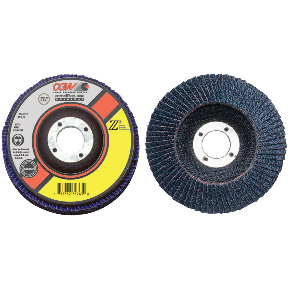 Flap Discs, Z3 -100% Zirconia, XL, 4 1/2",