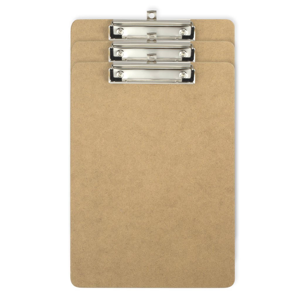 Officemate® Wood Clipboards With Low Profile Clips/Pen Holders,