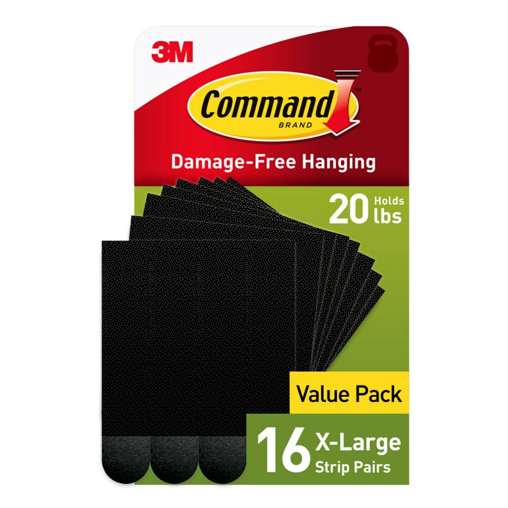 Command X-Large Picture Hanging Strips, 16 Black Adhesive