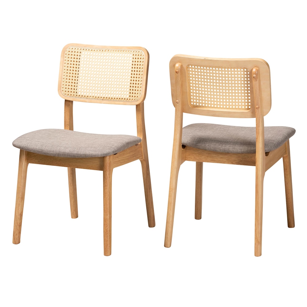 Baxton Studio Dannon 2-Piece Dining Chair Set, Gray/Natural