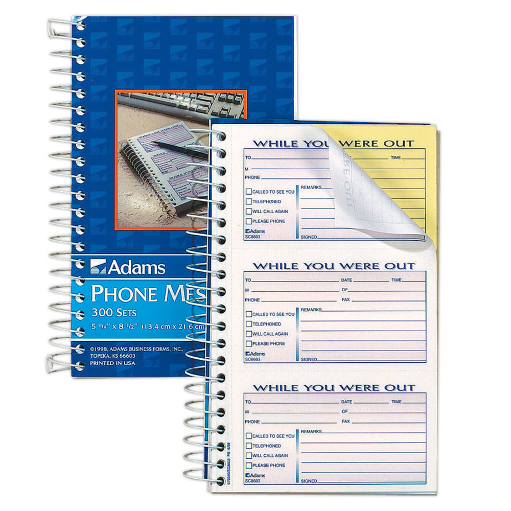 Adams® Phone Message Book, 8 1/2" x 5
