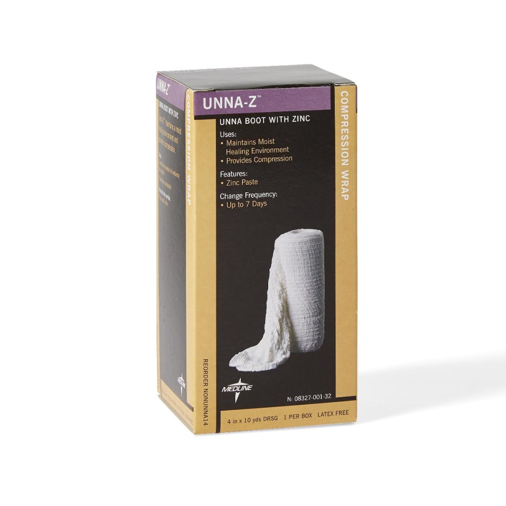 Medline Unna-Z Zinc-Oxide Impregnated Gauze Bandage, 4" x