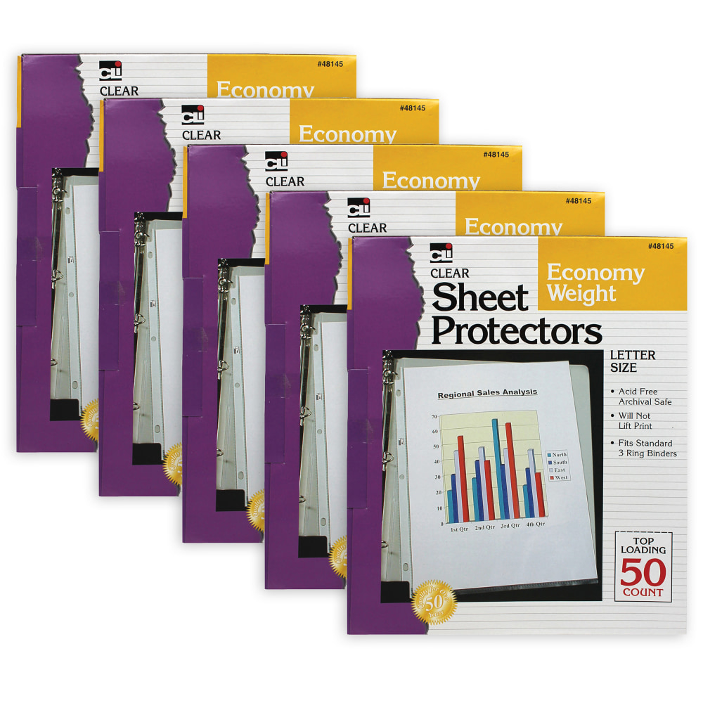 Charles Leonard Top-Loading Sheet Protectors, 8 1/2" x