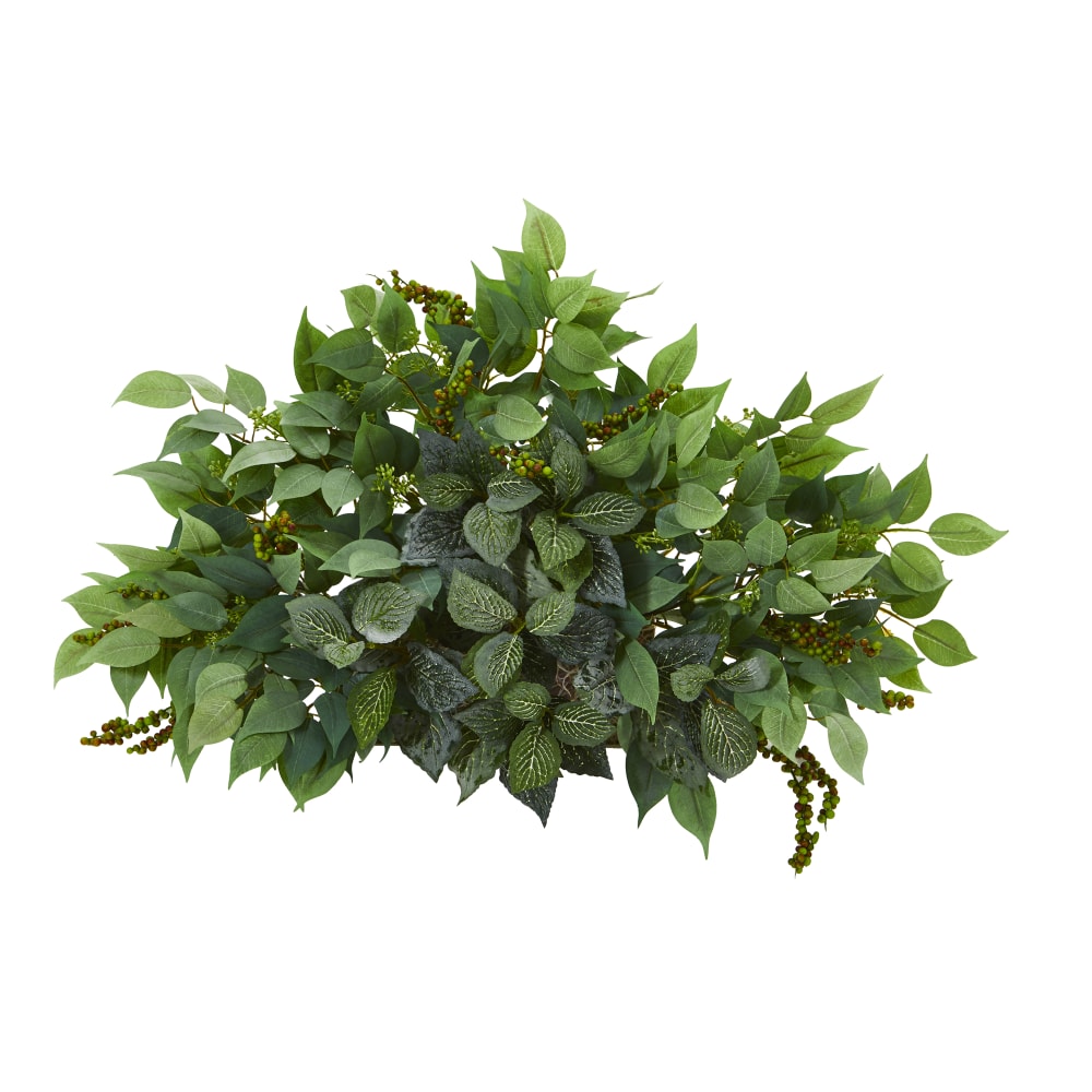 Nearly Natural Mixed Ficus and Fittonia Ledge 13”H