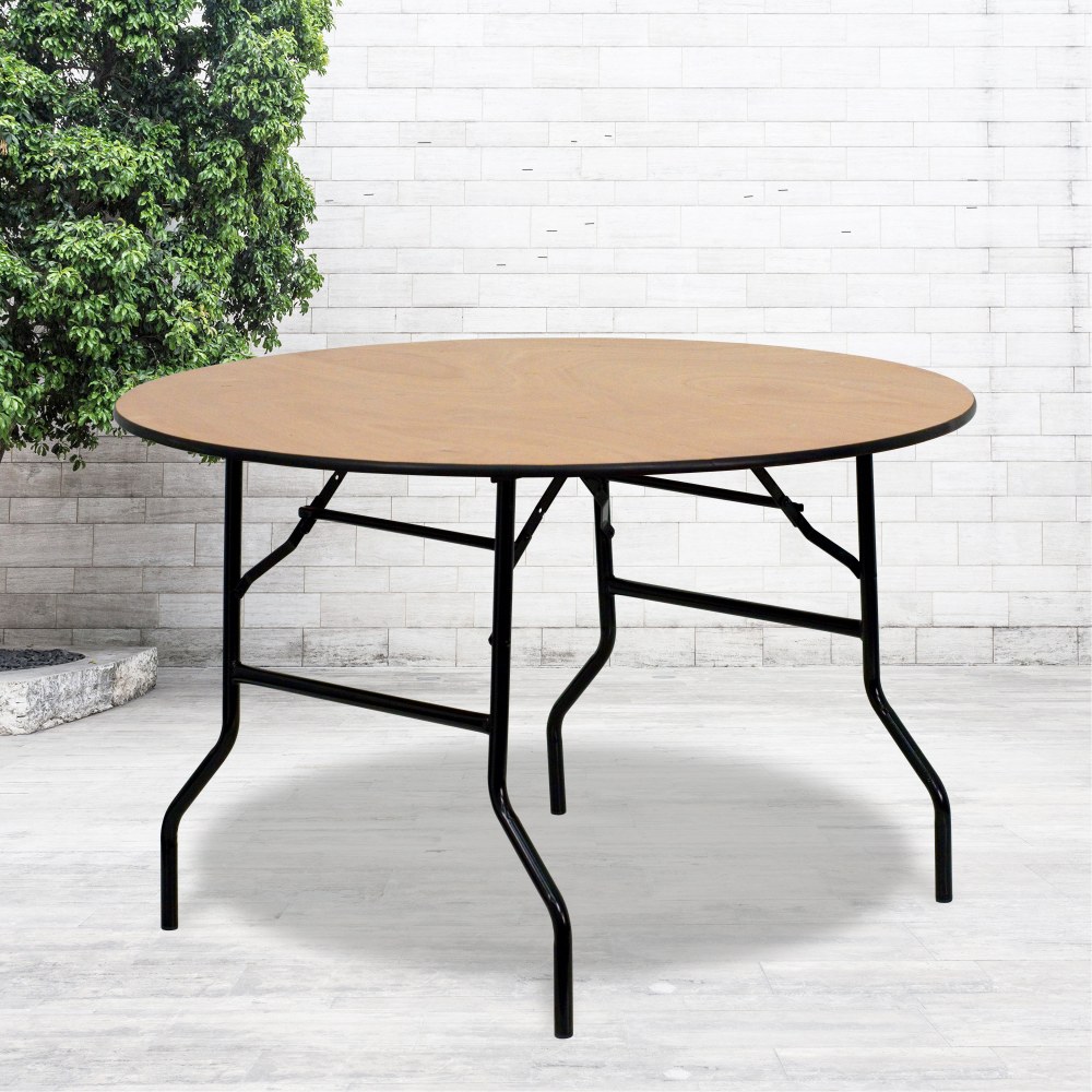 Flash Furniture Round Wood Folding Banquet Table, 30-1/4"H