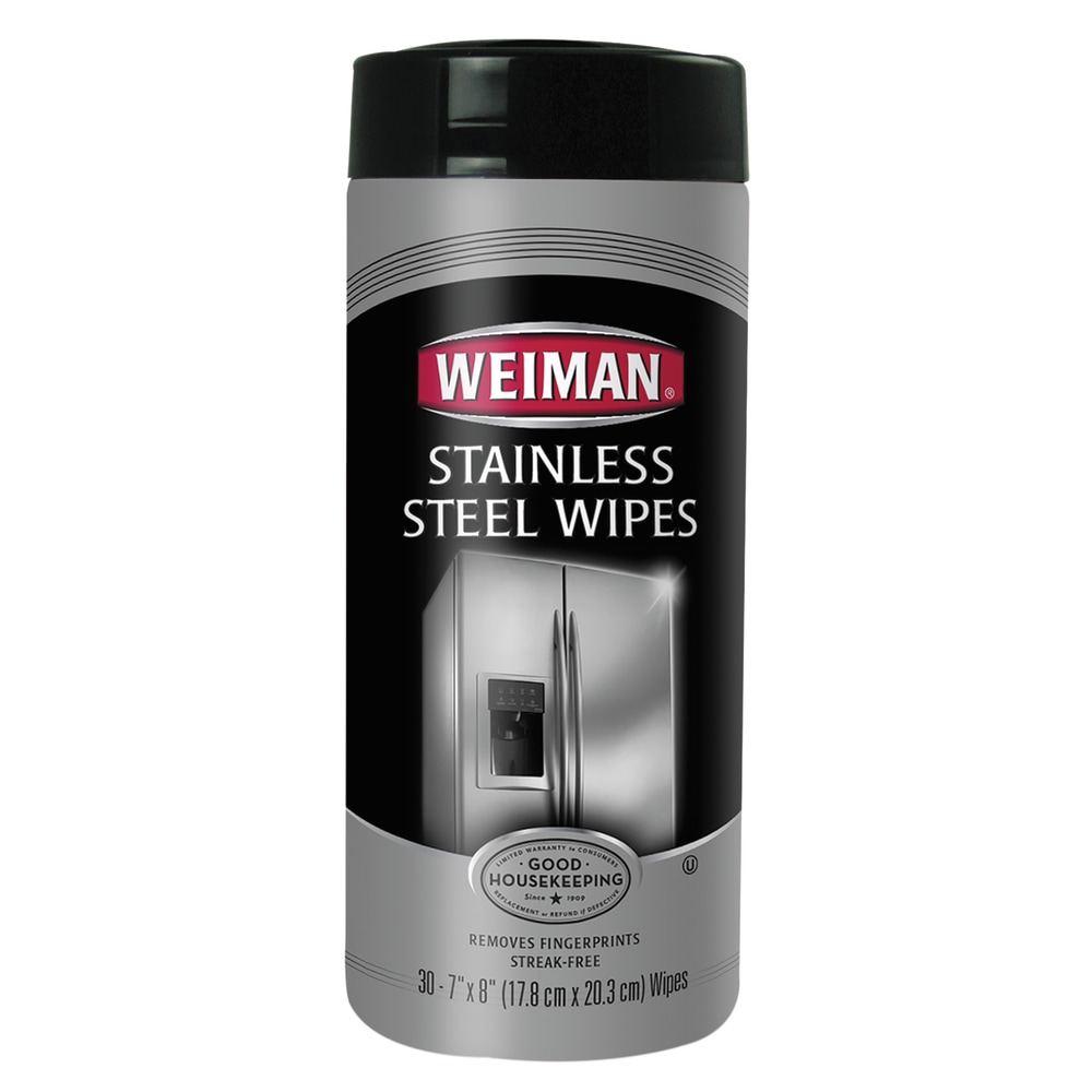 Weiman® Stainless Steel Wipes, 7" x 8", Canister