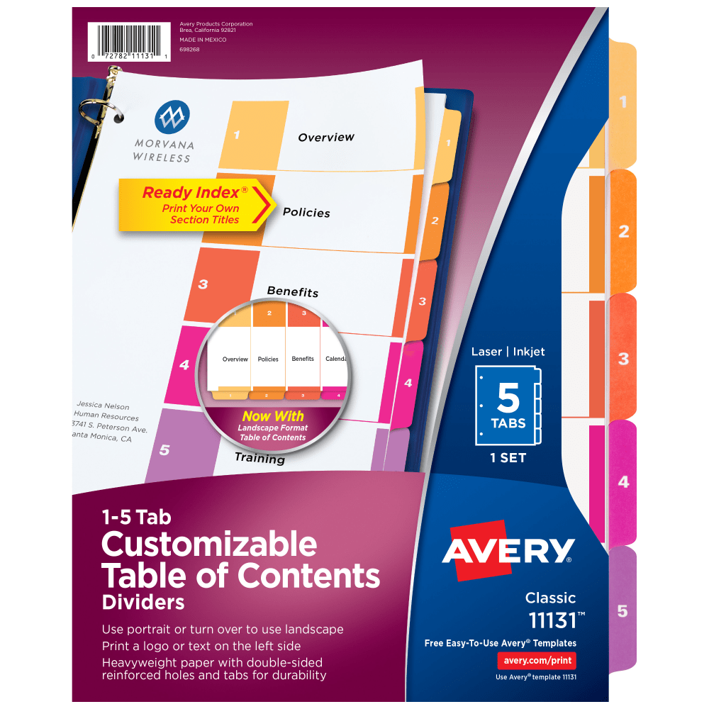 Avery® Ready Index® 1-5 Tab Binder Dividers With