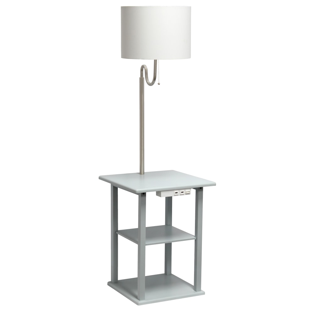 Simple Designs 2-Tier End Table Floor Lamp, 57"H,