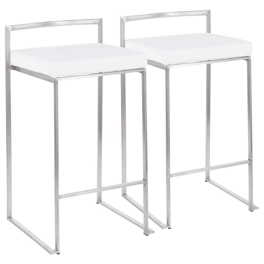 LumiSource Fuji Stacker Counter Stools, White