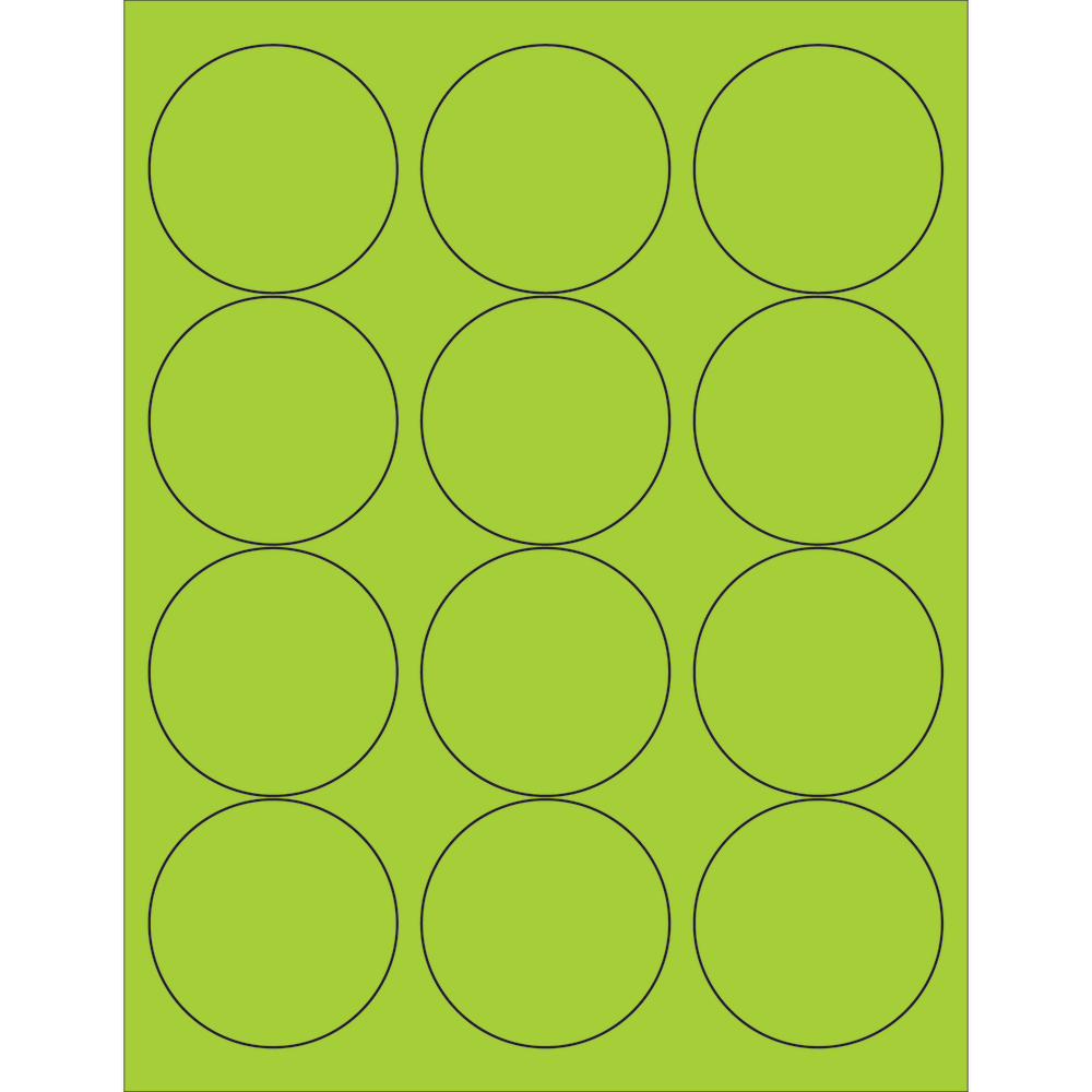 Tape Logic® Labels, LL194GN, Circle, 2 1/2", Fluorescent