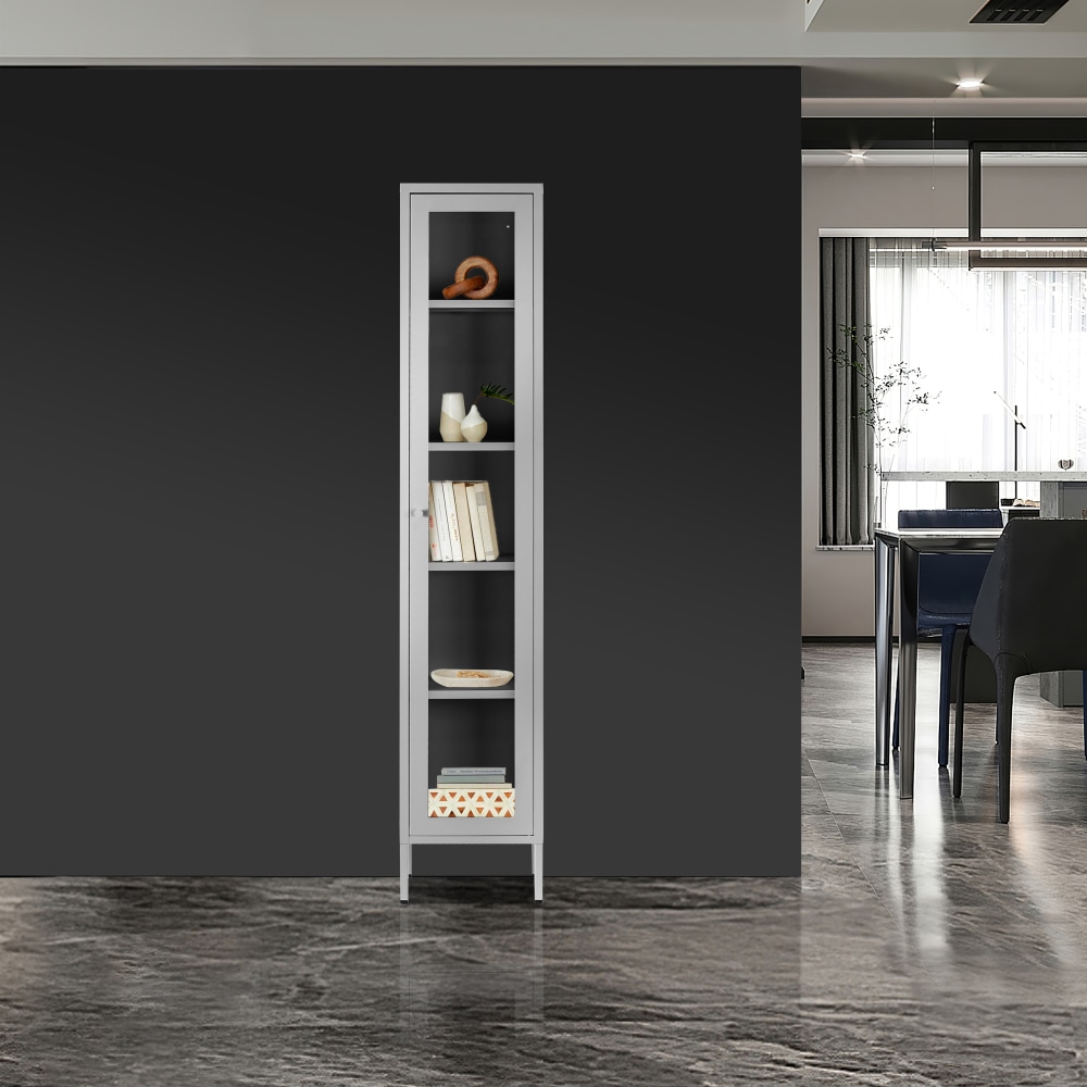 Glamour Home Avis 14"W 4-Shelf Metal Cabinet With