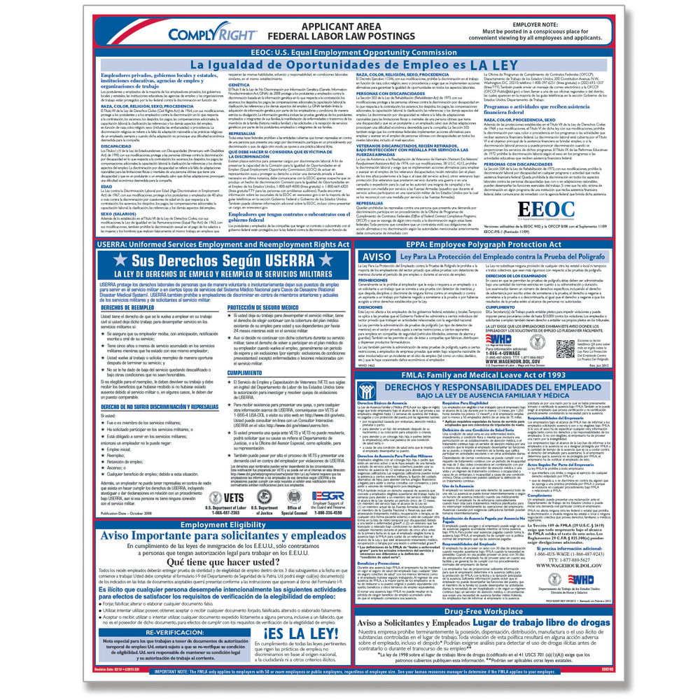 ComplyRight™ Federal Applicant Area Poster, Spanish, 16" x