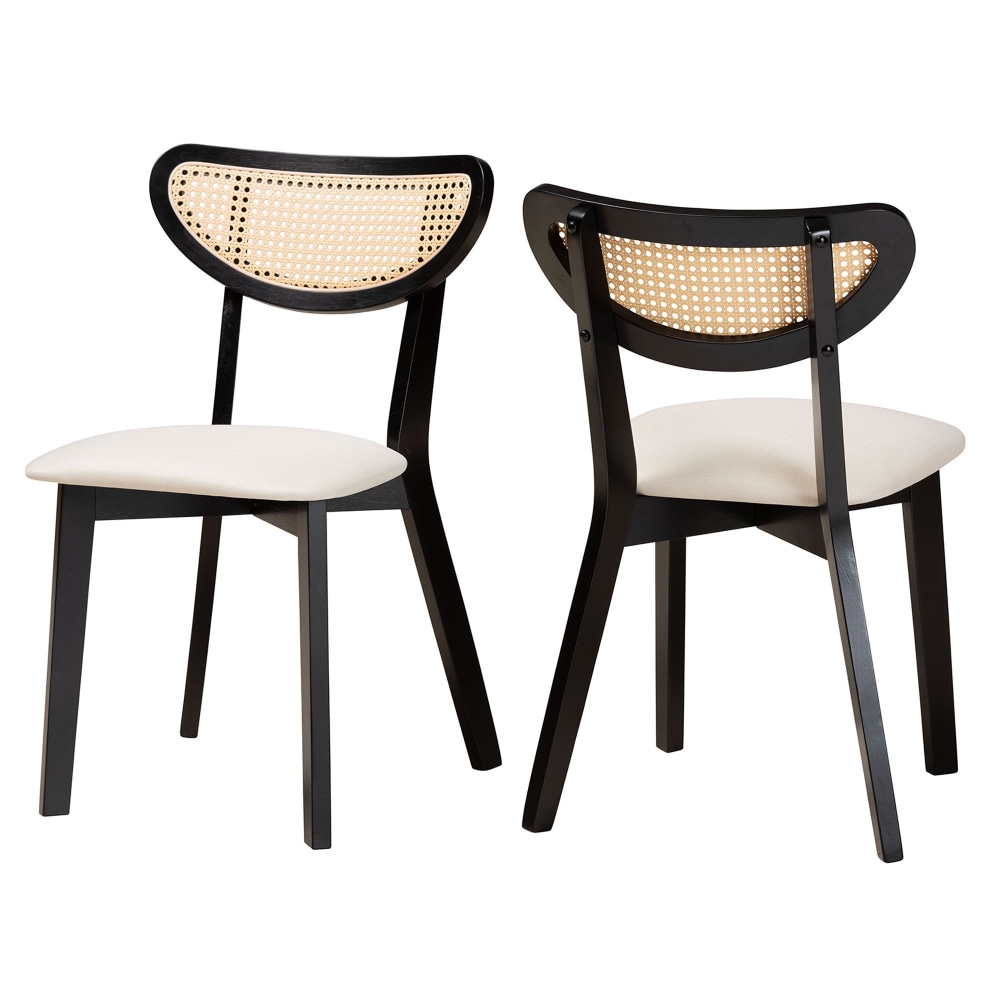 Baxton Studio Dannell 2-Piece Dining Chair Set, Cream/Black