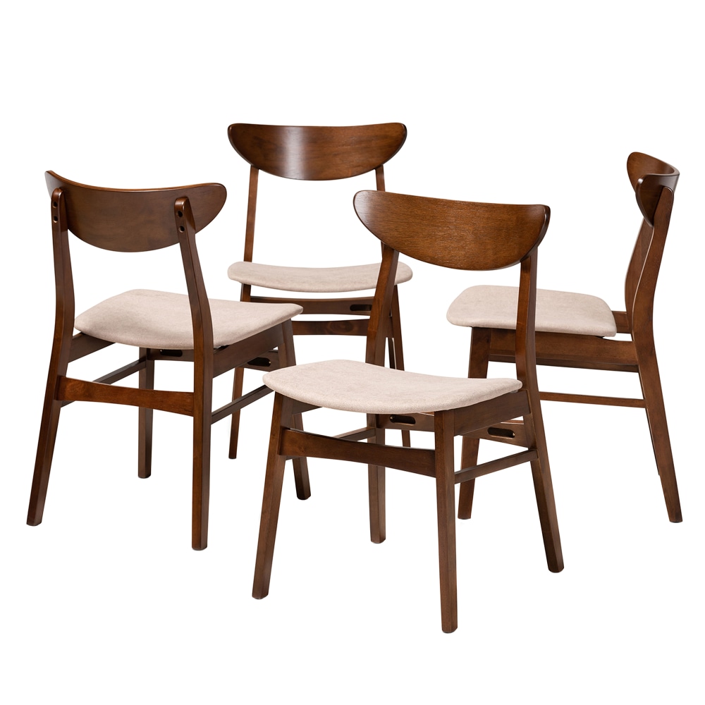 Baxton Studio Parlin Dining Chairs, Light Beige/Walnut Brown,