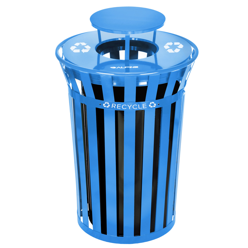 Alpine Industries Metal Slatted Outdoor Commercial Trash Can