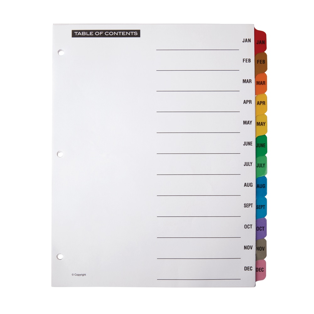 Office Depot® Brand Table Of Contents Customizable Index