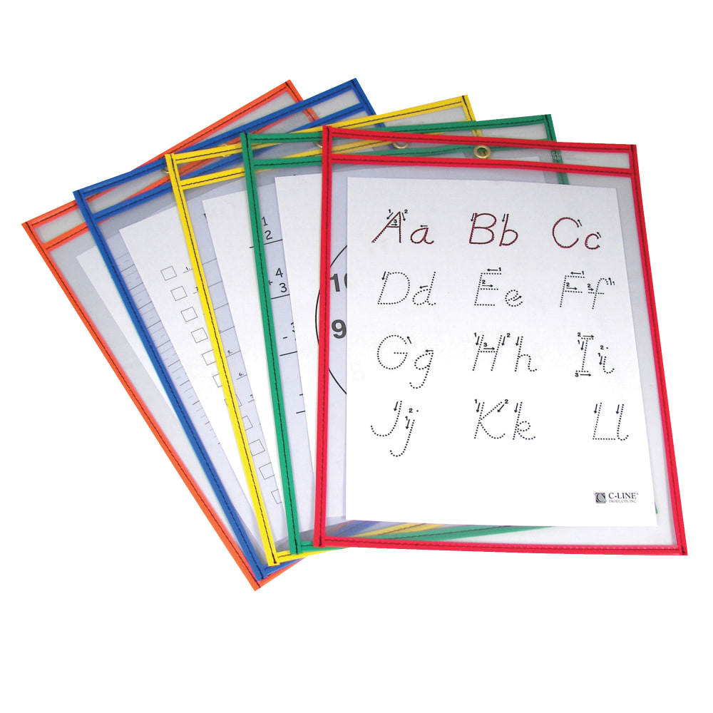 C Line® Reusable Dry-Erase Pockets, 9" x 12",