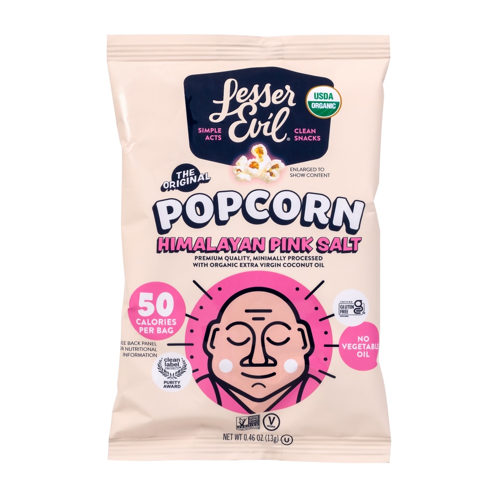 LesserEvil Himalayan Pink Salt Organic Popcorn, 0.46 Oz,