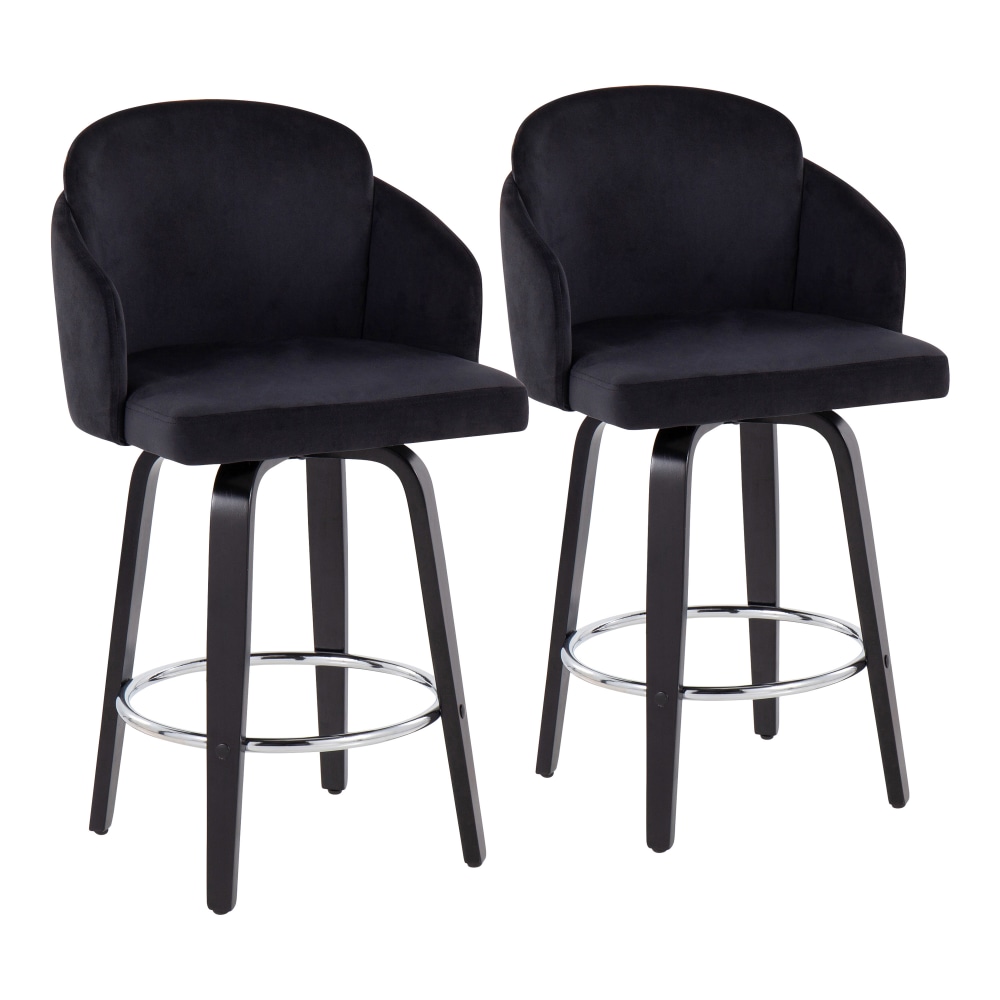 LumiSource Dahlia Counter Stools, Black, Set Of 2