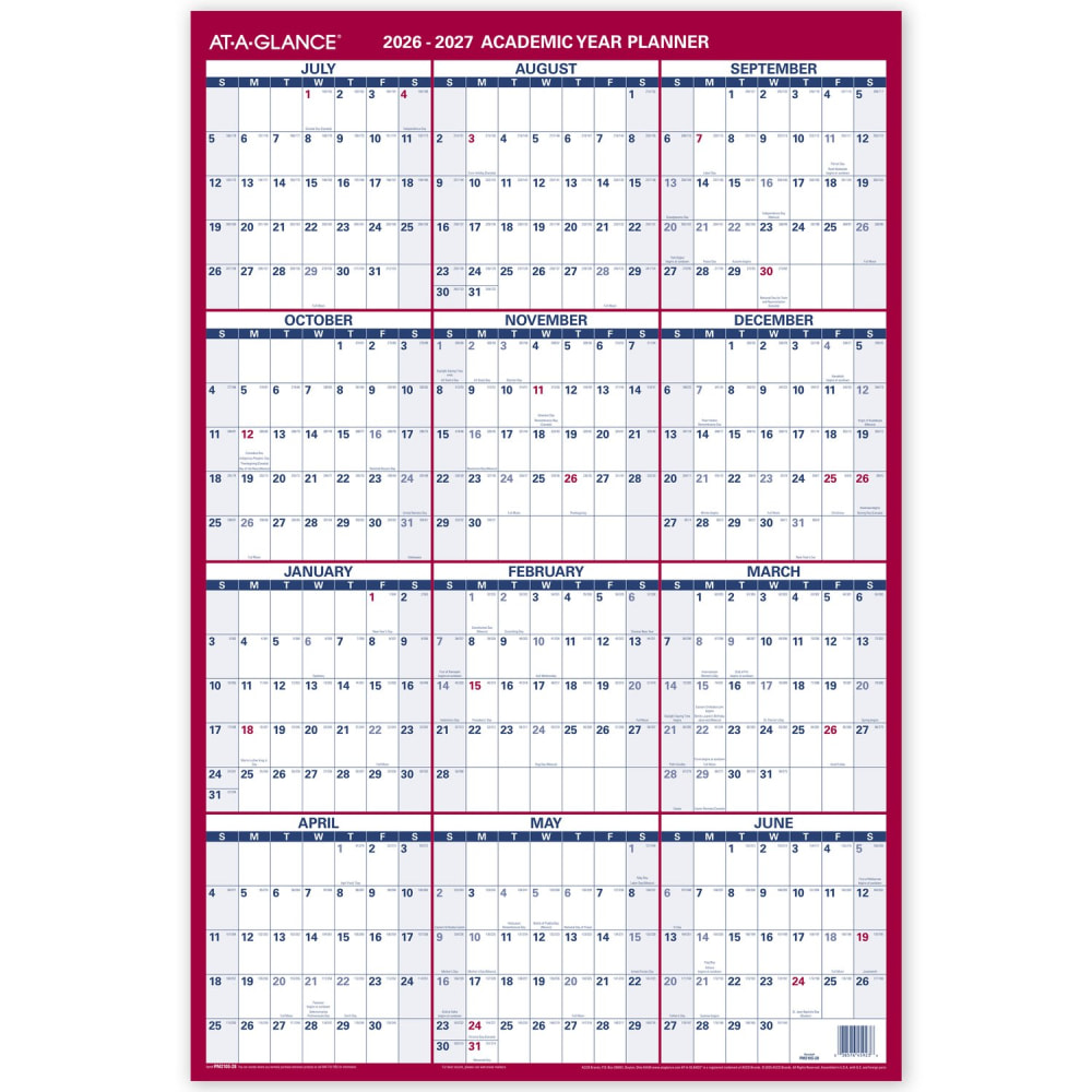 AT-A-GLANCE® Vertical Reversible Erasable Academic and Regular