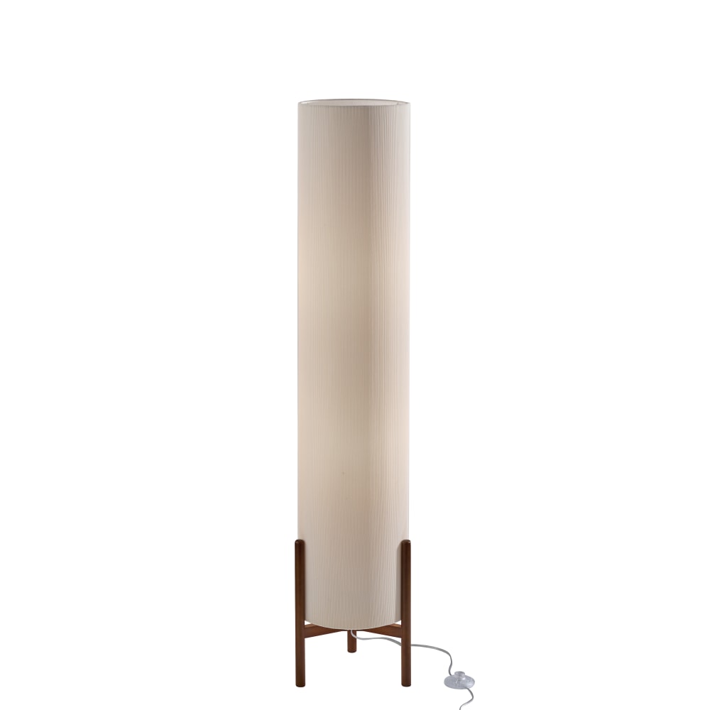Adesso Sonora Floor Lantern, Walnut with Off-White Fabric