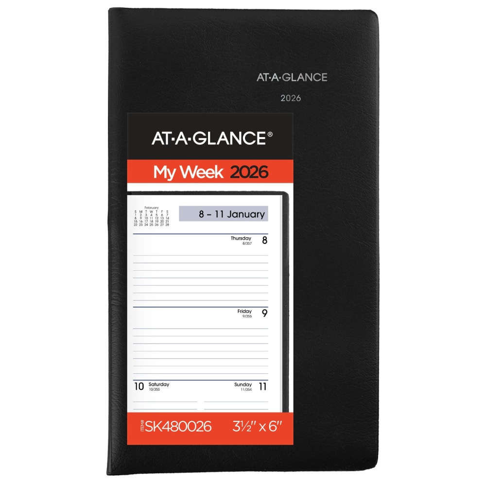 AT-A-GLANCE® DayMinder® 2026 Weekly Planner, Black, Pocket, 3