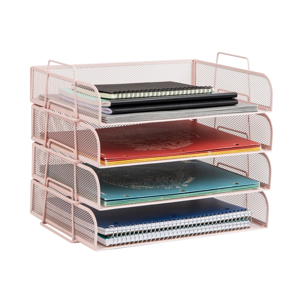 Mind Reader 4-Piece Stackable Paper Tray Desktop Organizer,