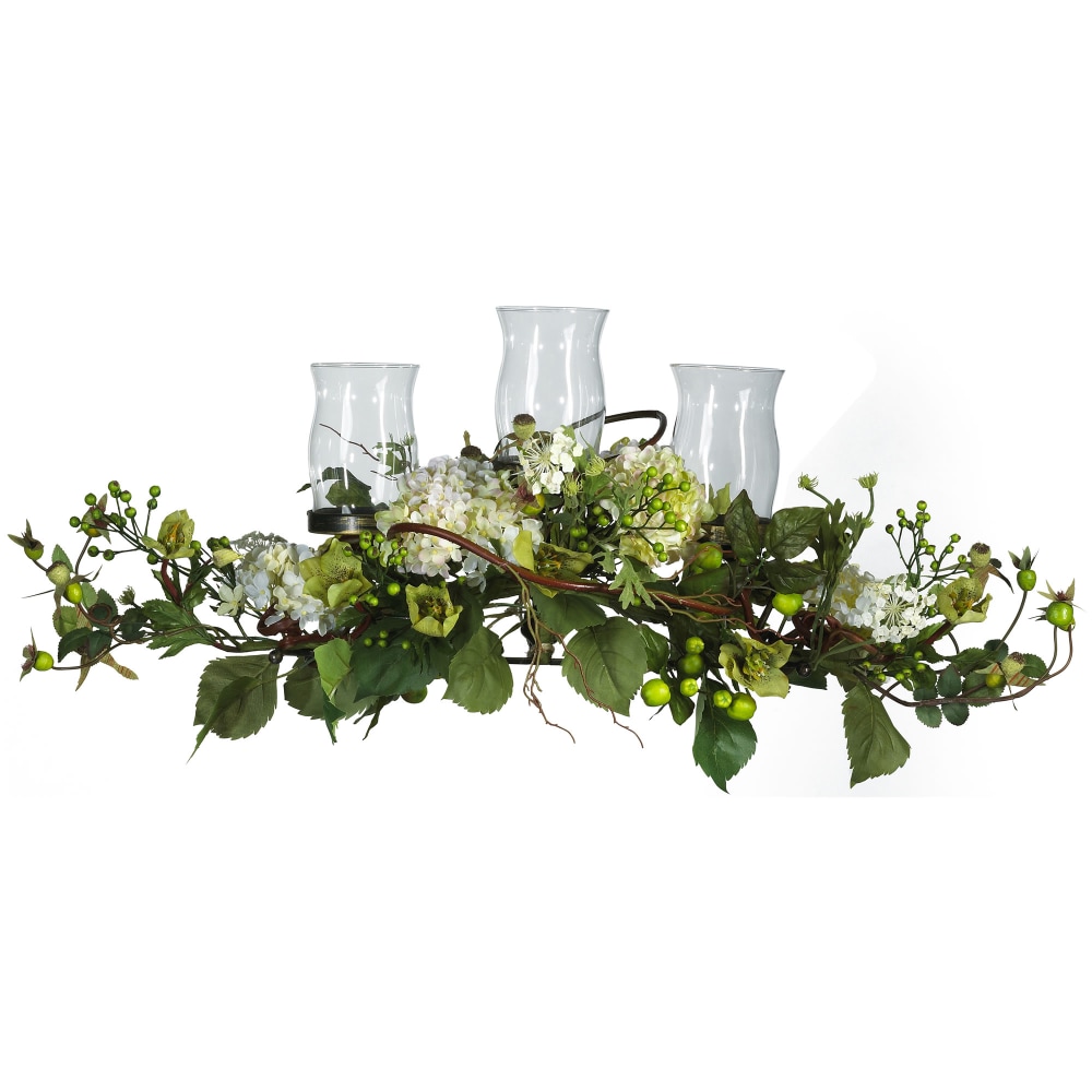 Nearly Natural Hydrangea Triple Candelabrum Centerpiece,