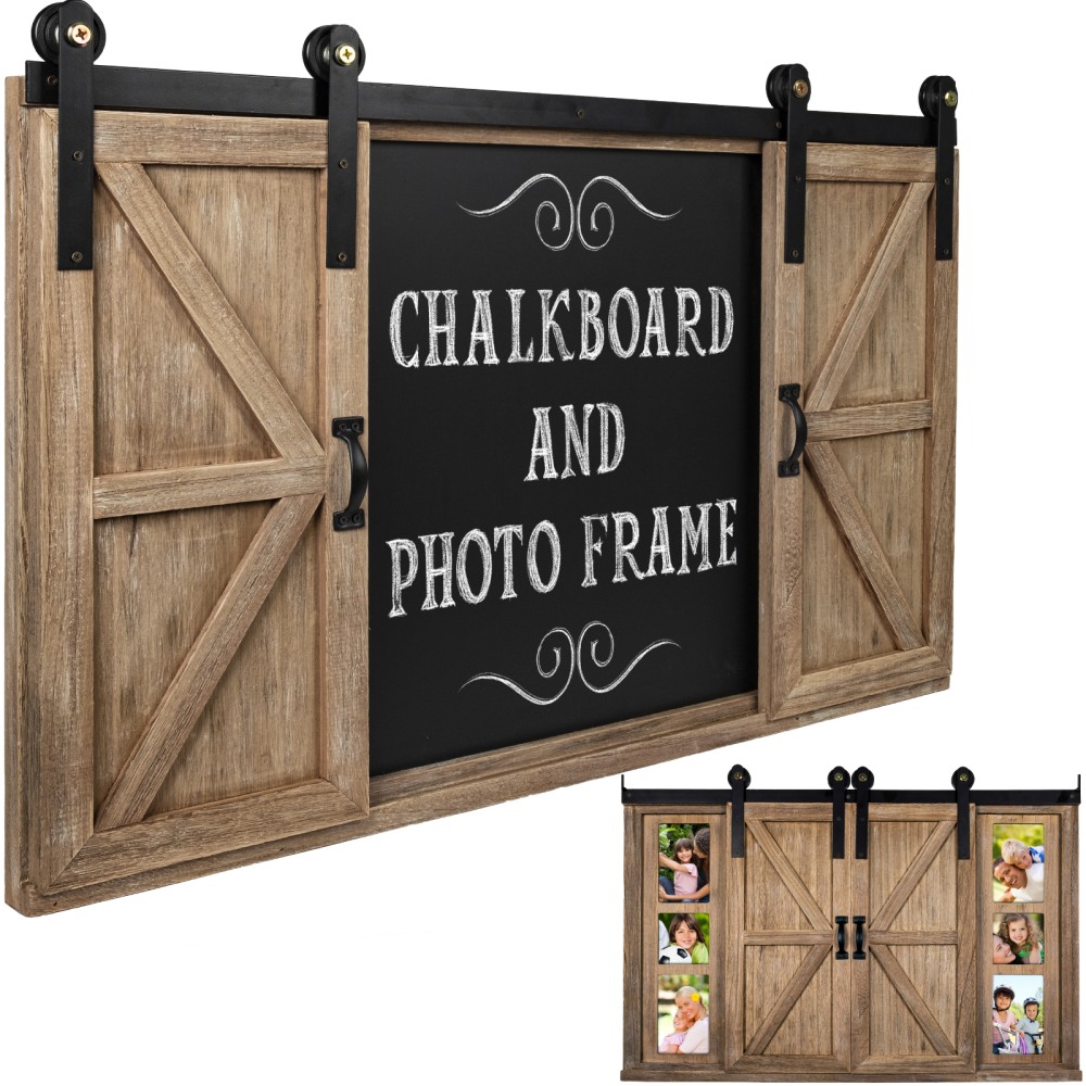 Excello Wall-Mounted Magnetic Chalkboard With Hideaway Photos
