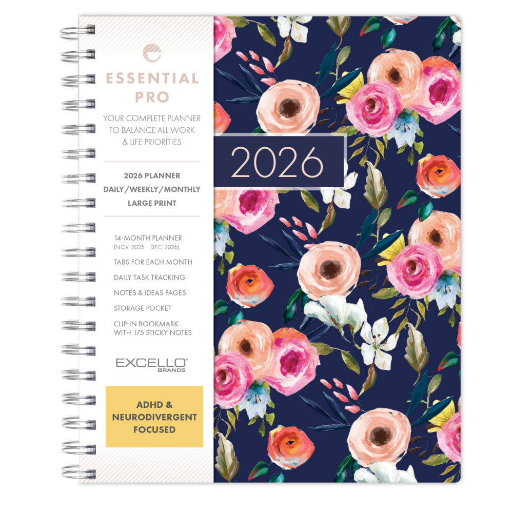 2026 Excello Brands Essential PRO Daily/Weekly/Monthly Planner,