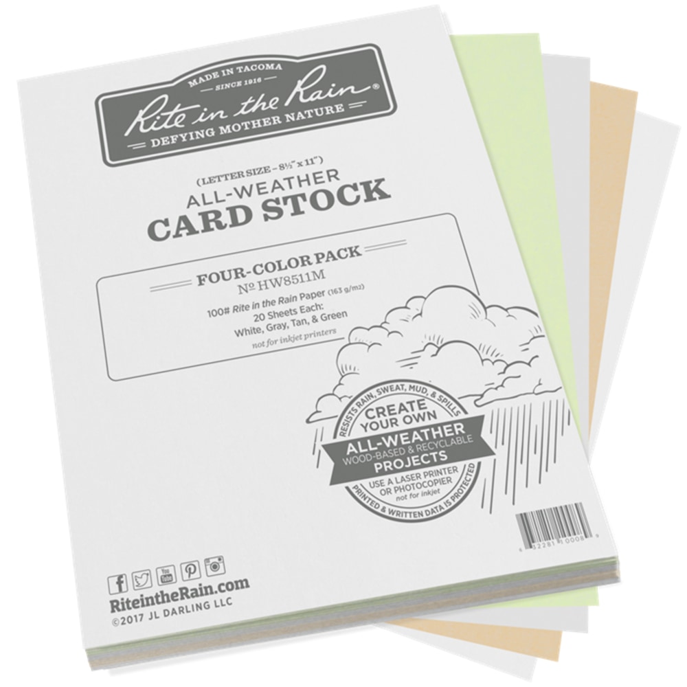 Rite In The Rain All-Weather Card Stock, Assorted