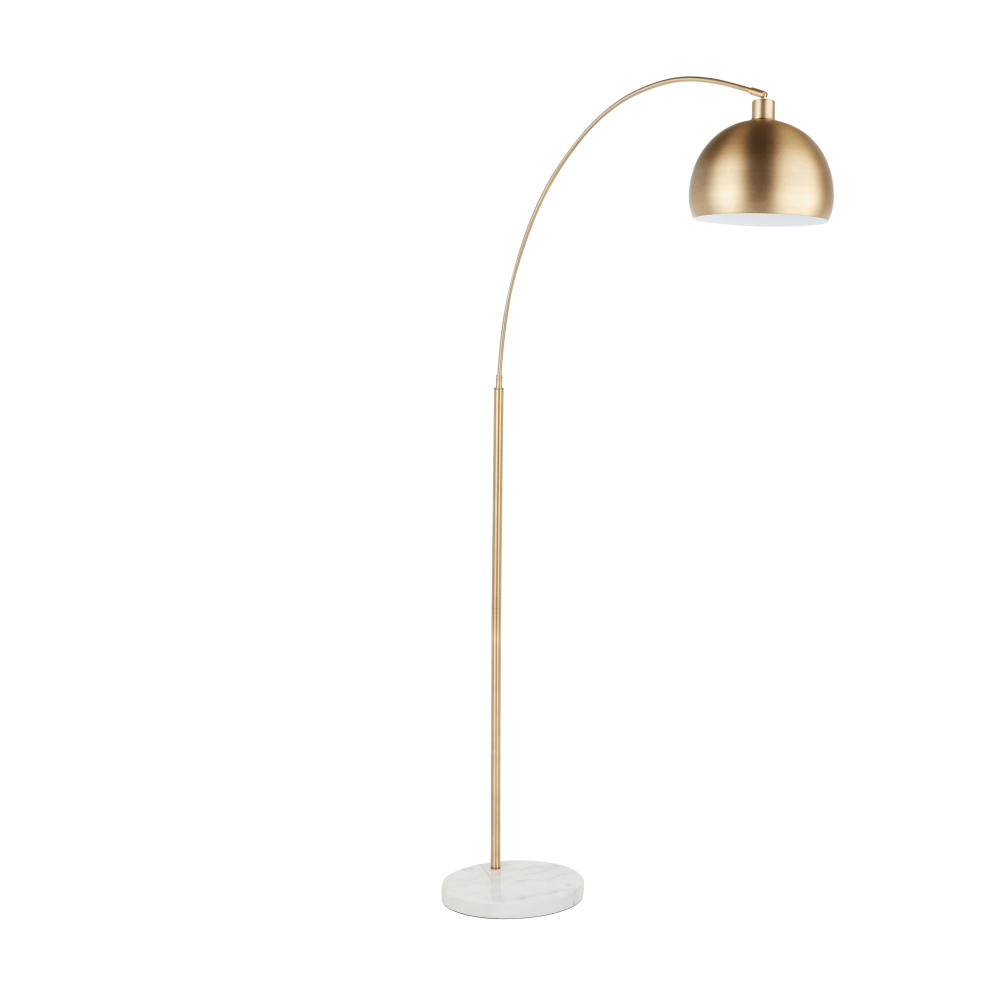 LumiSource March Floor Lamp, 74"H, Gold Shade/White Marble